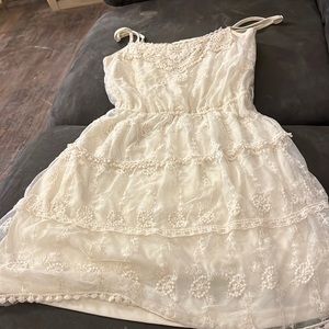 Lace white spaghetti strap sundress